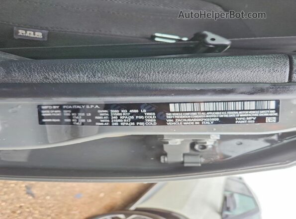 ZACNJBAB9KPK93809 2019 JEEP RENEGADE Gray Widok naklejki z numerem VIN