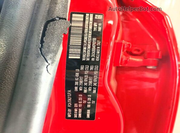 ZACNJBBB4KPK01150 2019 JEEP RENEGADE Red VIN კოდის სტიკერის ხედი