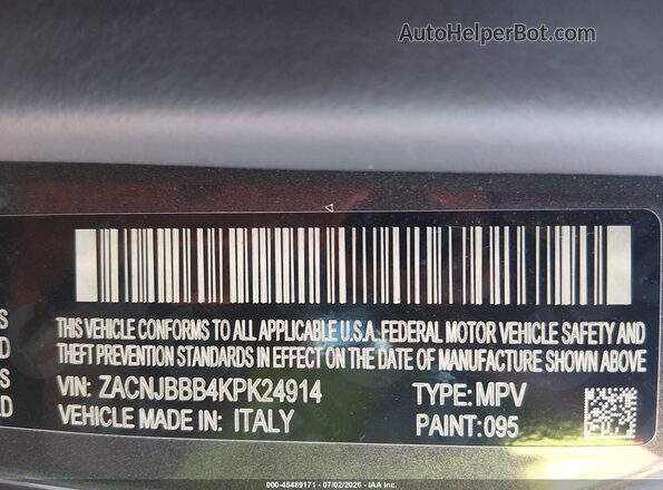 ZACNJBBB4KPK24914 2019 JEEP RENEGADE Gray Engine compartment view