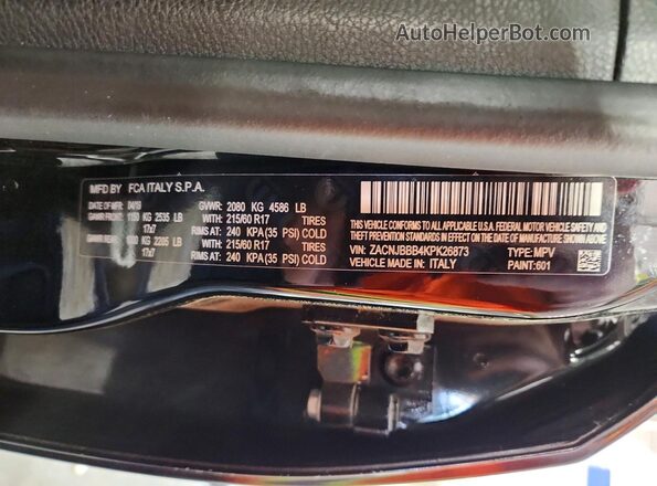ZACNJBBB4KPK26873 2019 JEEP RENEGADE Black Панорамний вид салону 360°