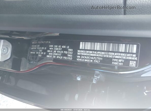 ZACNJBC14LPL77011 2020 JEEP RENEGADE Black Widok komory silnika