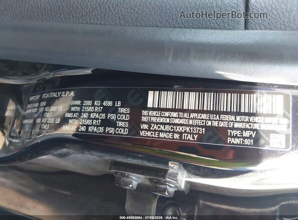 ZACNJBC1XKPK13731 2019 JEEP RENEGADE Черный Вид подкапотного пространства
