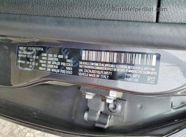 ZACNJBD16LPL98571 2020 JEEP RENEGADE Серый Вид наклейки с VIN-кодом