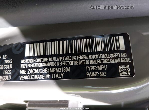ZACNJCBB1MPM31804 2021 JEEP RENEGADE Gray Շարժիչի բաժամունքի տեսք