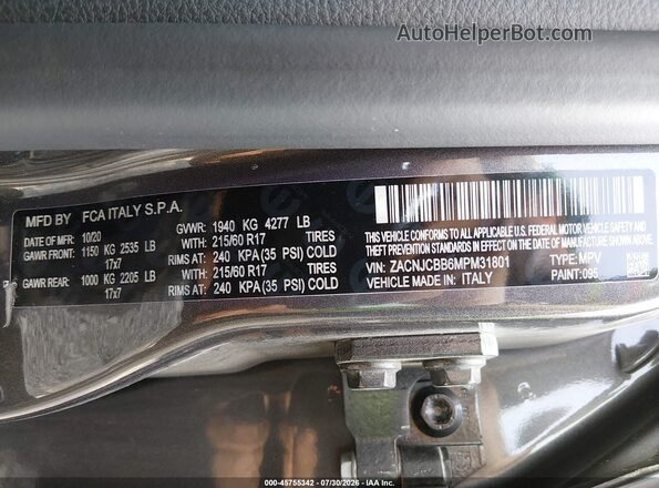 ZACNJCBB6MPM31801 2021 JEEP RENEGADE Black Widok komory silnika