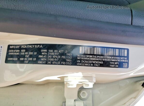 ZACNJCBB7MPM28468 2021 JEEP RENEGADE White სალონის 360-გრადუსიანი ხედი