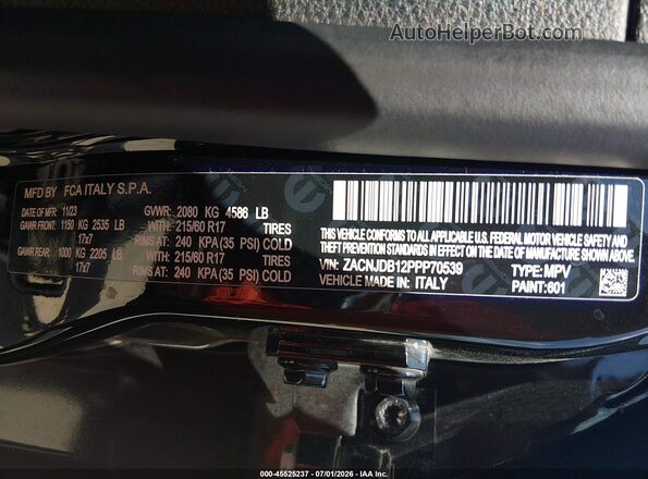 ZACNJDB12PPP70539 2023 JEEP RENEGADE Black Вид підкапотного простору