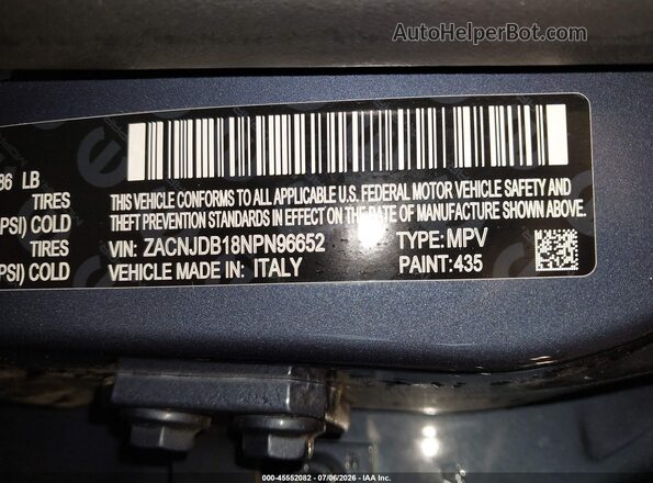 ZACNJDB18NPN96652 2022 JEEP RENEGADE Синий Вид подкапотного пространства