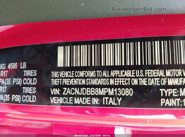 ZACNJDBB8MPM13080 2021 JEEP RENEGADE Red Widok komory silnika