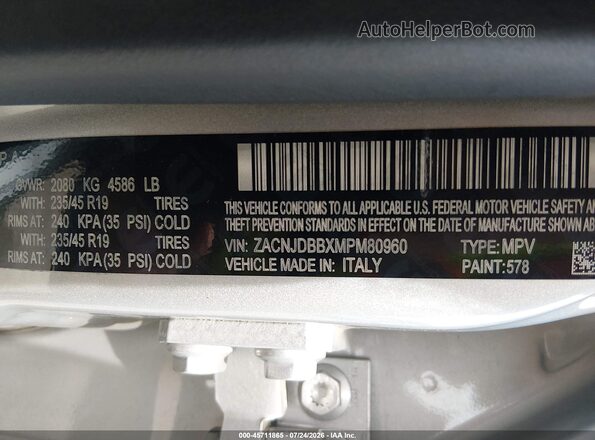 ZACNJDBBXMPM80960 2021 JEEP RENEGADE Silver ძრავის განყოფილების ხედი
