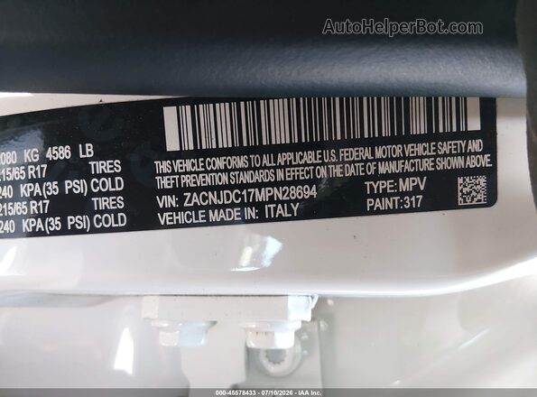 ZACNJDC17MPN28694 2021 JEEP RENEGADE Белый Вид подкапотного пространства