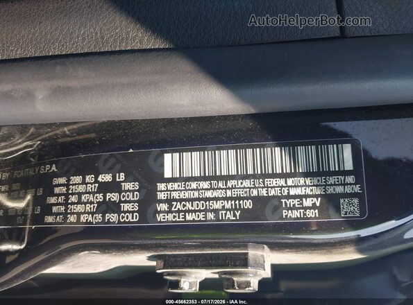ZACNJDD15MPM11100 2021 JEEP RENEGADE Black Вид підкапотного простору