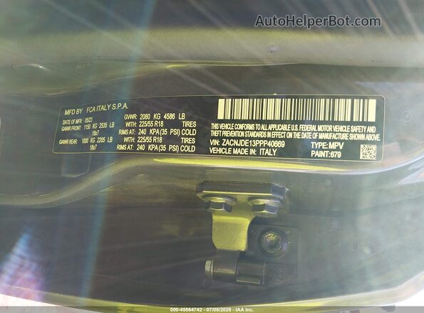 ZACNJDE13PPP40669 2023 JEEP RENEGADE Gray Vista del compartimento del motor