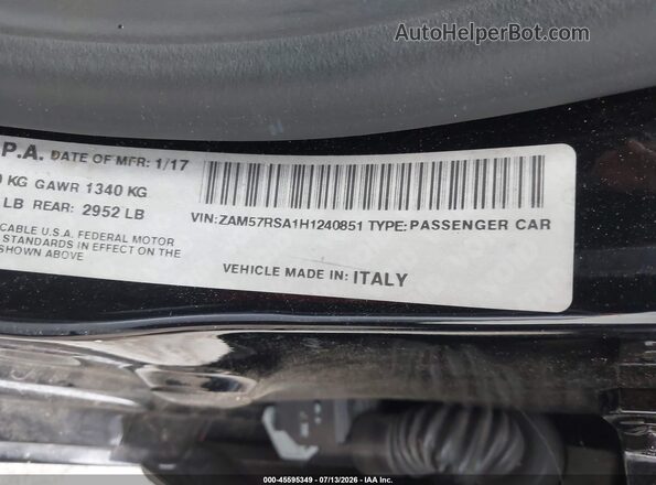 ZAM57RSA1H1240851 2017 MASERATI GHIBLI Черный Вид подкапотного пространства
