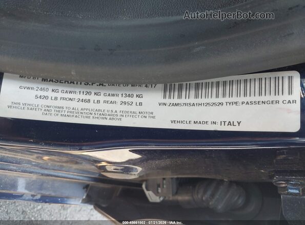 ZAM57RSA1H1252529 2017 MASERATI GHIBLI Dark Blue Engine compartment view