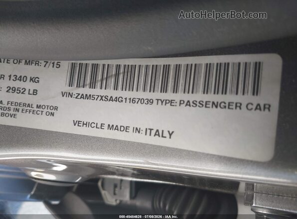 ZAM57XSA4G1167039 2016 MASERATI GHIBLI Gray Engine compartment view