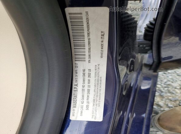 ZAM57XSA8J1290916 2018 MASERATI GHIBLI Blue VIN sticker view