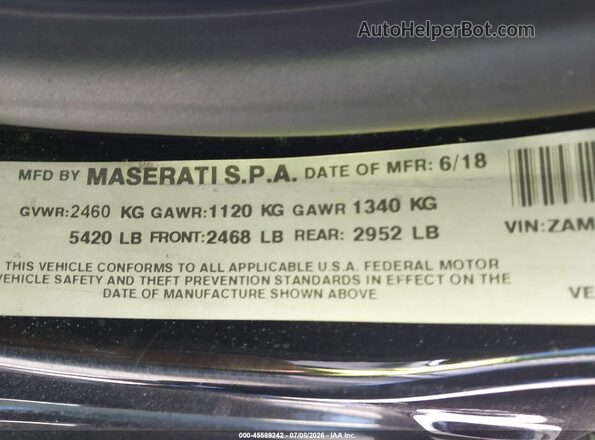 ZAM57XSA9K1310088 2019 MASERATI GHIBLI Black Widok komory silnika