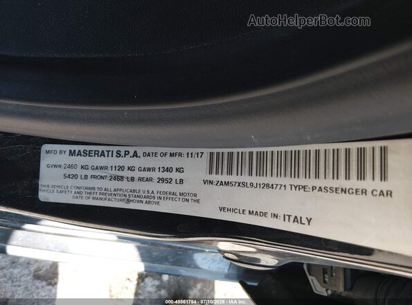 ZAM57XSL9J1284771 2018 MASERATI GHIBLI Black Widok komory silnika