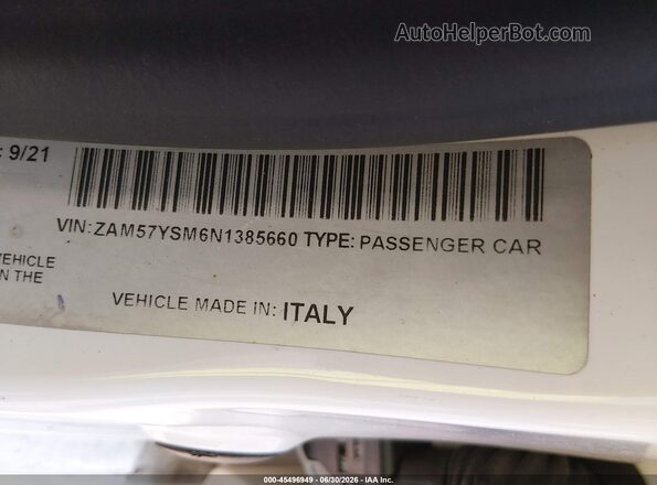 ZAM57YSM6N1385660 2022 MASERATI GHIBLI White Շարժիչի բաժամունքի տեսք