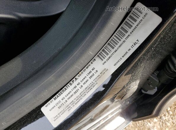 ZAM57YTA8J1303135 2018 MASERATI GHIBLI Черный Вид подкапотного пространства