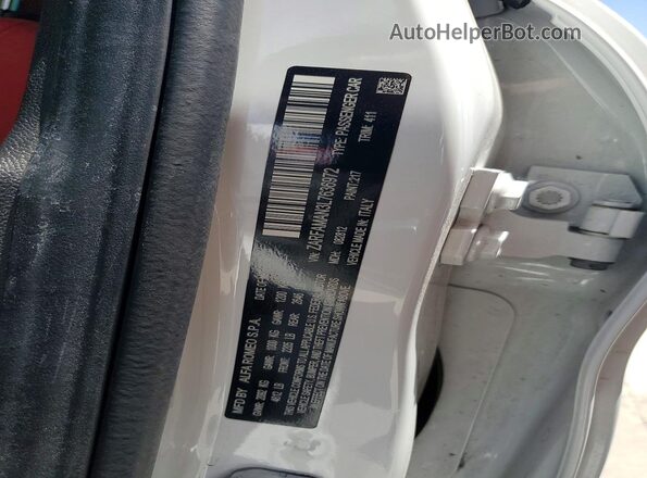 ZARFAMAN3L7636972 2020 ALFA ROMEO GIULIA White Շարժիչի բաժամունքի տեսք