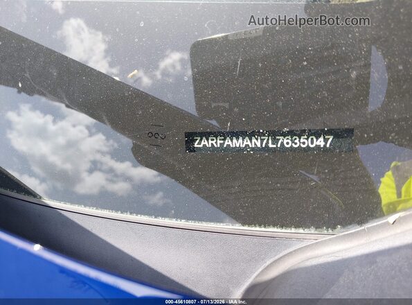 ZARFAMAN7L7635047 2020 ALFA ROMEO GIULIA Blue ძრავის განყოფილების ხედი