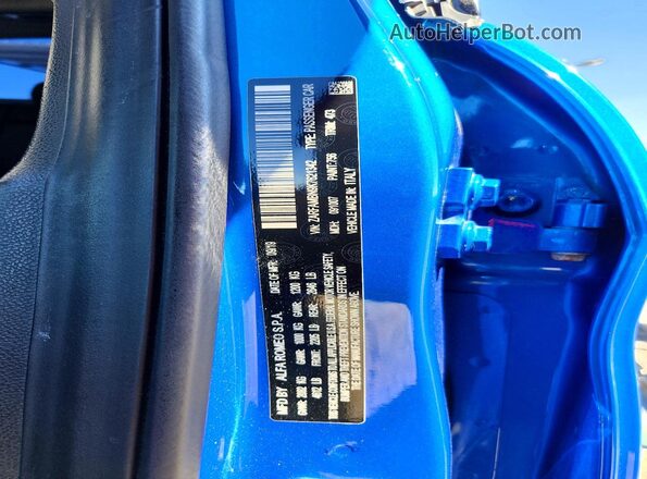 ZARFAMBN9K7621342 2019 ALFA ROMEO GIULIA Blue VIN կոդի պիտակի տեսք