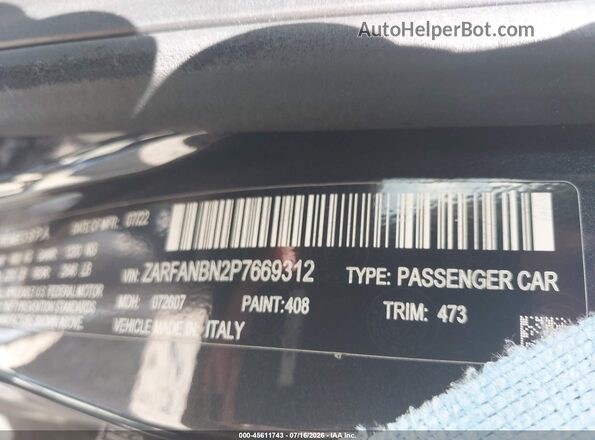 ZARFANBN2P7669312 2023 ALFA ROMEO GIULIA Black ძრავის განყოფილების ხედი