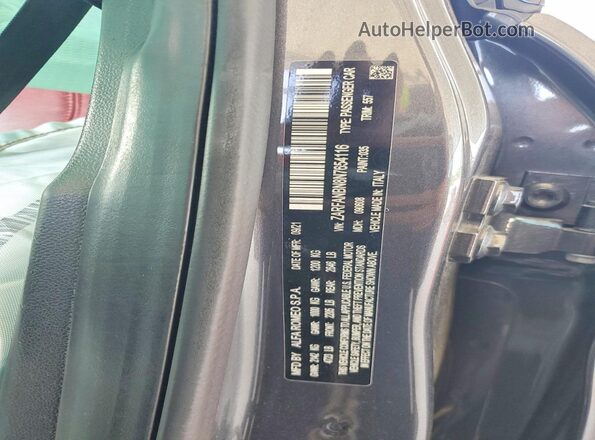 ZARFANBN8N7654116 2022 ALFA ROMEO GIULIA Gray Widok naklejki z numerem VIN