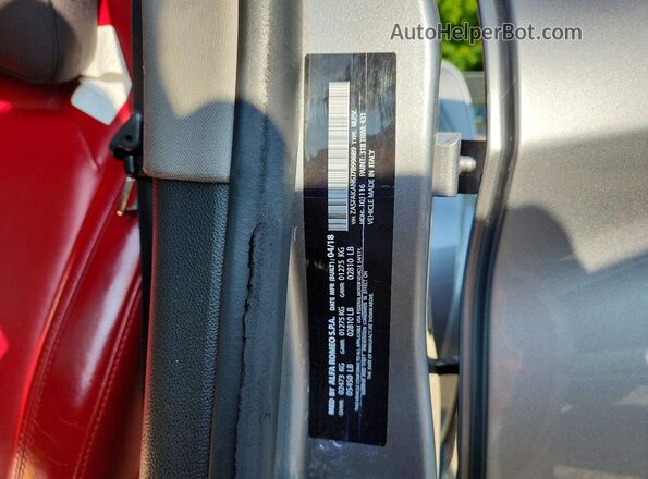 ZASFAKAN3J7B96187 2018 ALFA ROMEO STELVIO Gray VIN კოდის სტიკერის ხედი