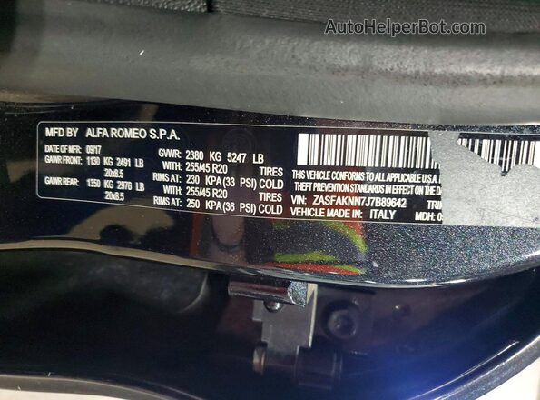 ZASFAKNN7J7B89642 2018 ALFA ROMEO STELVIO Black Vista interior de 360 grados