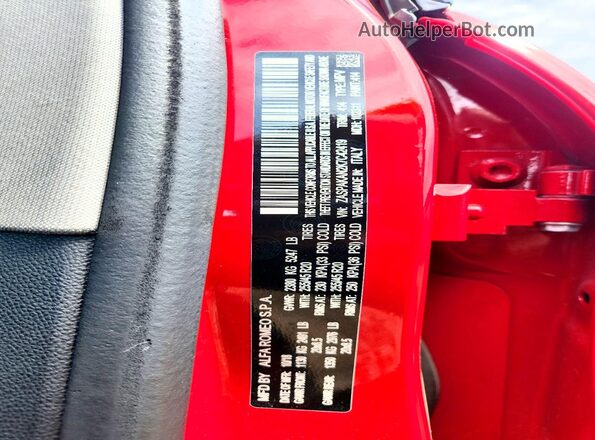 ZASPAKAN2K7C42419 2019 ALFA ROMEO STELVIO Red Engine compartment view