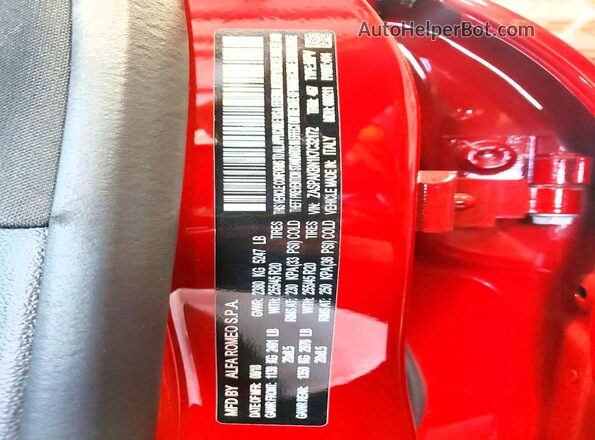 ZASPAKBN1K7C32172 2019 ALFA ROMEO STELVIO Red VIN կոդի պիտակի տեսք