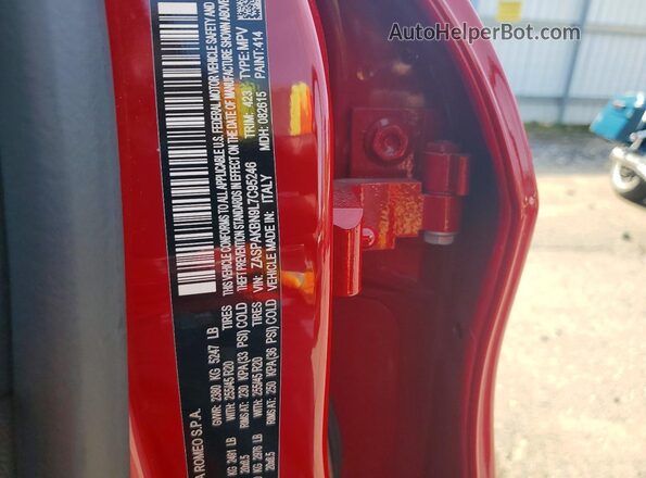 ZASPAKBN9L7C95246 2020 ALFA ROMEO STELVIO Red VIN sticker view