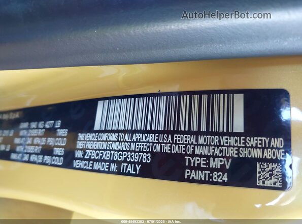 ZFBCFXBT8GP339783 2016 FIAT 500X Yellow ძრავის განყოფილების ხედი