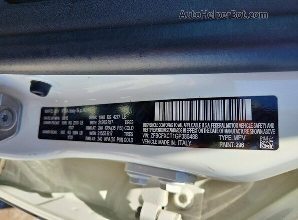 ZFBCFXCT1GP386488 2016 FIAT 500X Белый Вид подкапотного пространства