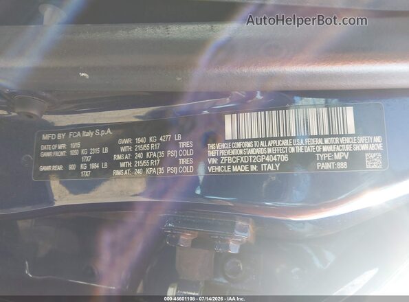 ZFBCFXDT2GP404706 2016 FIAT 500X Blue Շարժիչի բաժամունքի տեսք