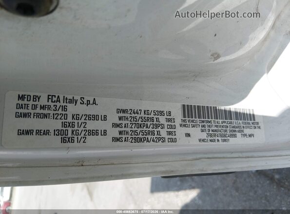 ZFBERFAT6G6C49990 2016 RAM PROMASTER CITY White Widok komory silnika