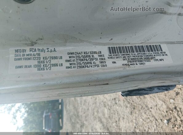 ZFBERFBTXG6C72333 2016 RAM PROMASTER CITY Белый Вид подкапотного пространства