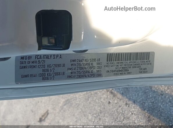 ZFBHRFAB9M6V39864 2021 RAM PROMASTER CITY White ძრავის განყოფილების ხედი