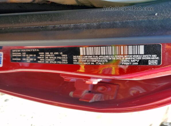ZFBNF3A19MP944375 2021 FIAT 500X Red Engine compartment view