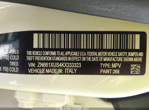 ZN661XUS4KX333323 2019 MASERATI LEVANTE White Vista del compartimento del motor