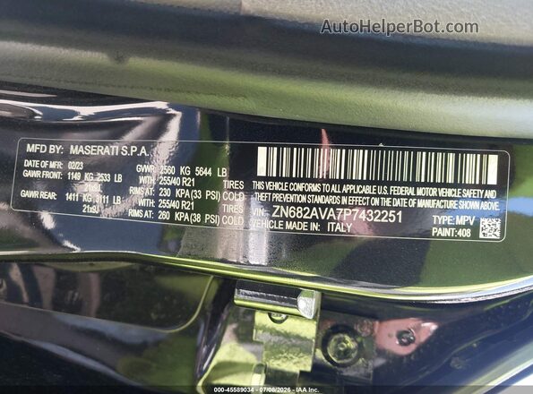 ZN682AVA7P7432251 2023 MASERATI GRECALE Black Вид підкапотного простору