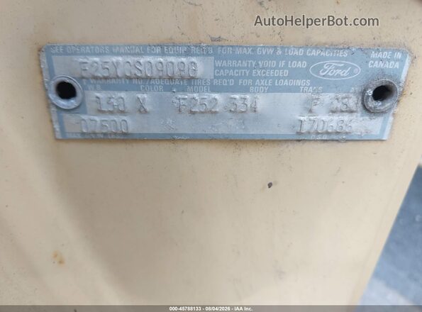 000000F25YCS09090 1973 FORD F-250 Yellow 