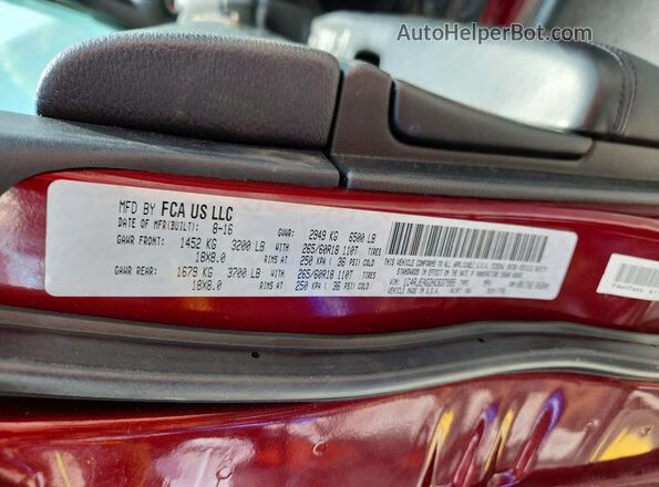1C4RJEAG2HC637995 2017 JEEP GRAND Темно-бордовый Панорамный вид салона 360°