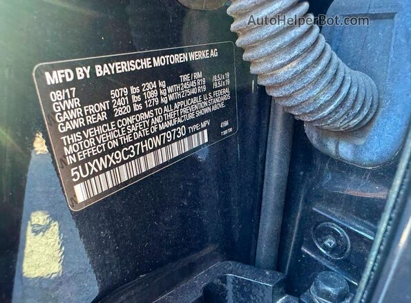 5UXWX9C37H0W79730 2017 BMW X3 Black Rear seats view