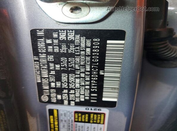 5XYP6DHC7LG038908 2020 KIA TELLURIDE Silver Vista interior de 360 grados