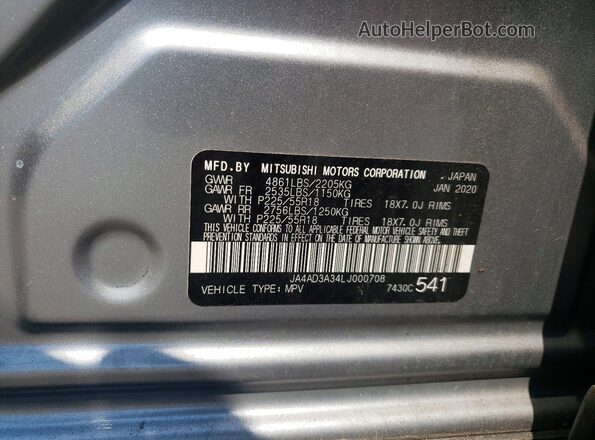 JA4AD3A34LJ000708 2020 MITSUBISHI OUTLANDER Silver 360 interior view