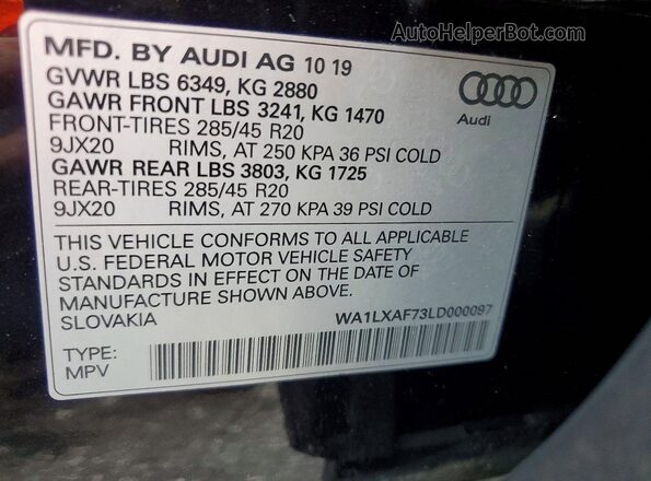 WA1LXAF73LD000097 2020 AUDI Q7 Black Սալոնի 360 աստիճան տեսք